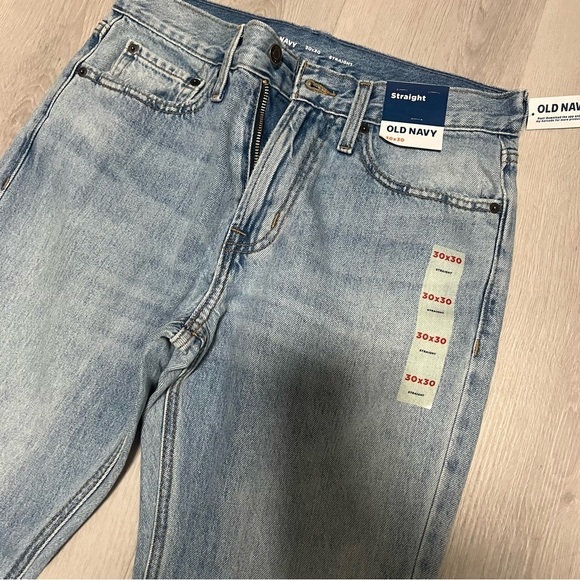 Old Navy Men’ 30x30 Straight Good Bucket Rigid Light Wash Jeans 100% Cotton NWT - Picture 3 of 10
